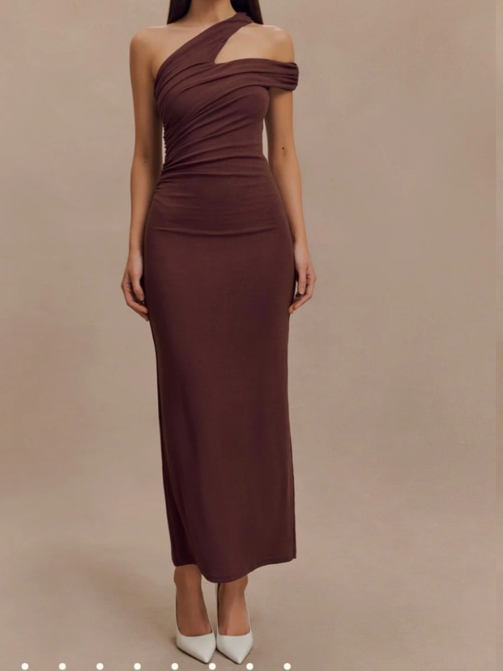 Meshki Anastasia One Shoulder Modal Midi Dress - Mahogany